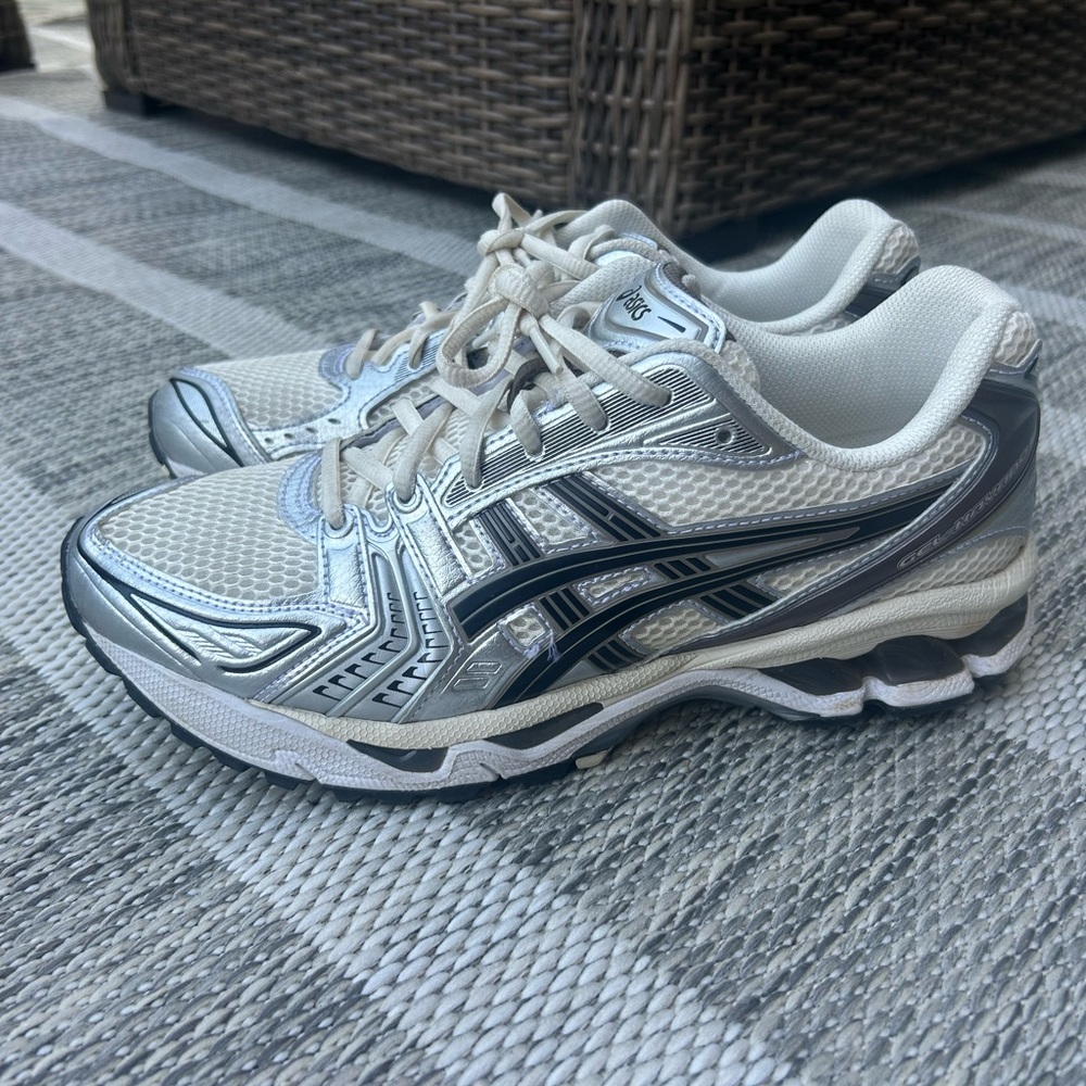 Asics Silver and Black Athletic Shoes
